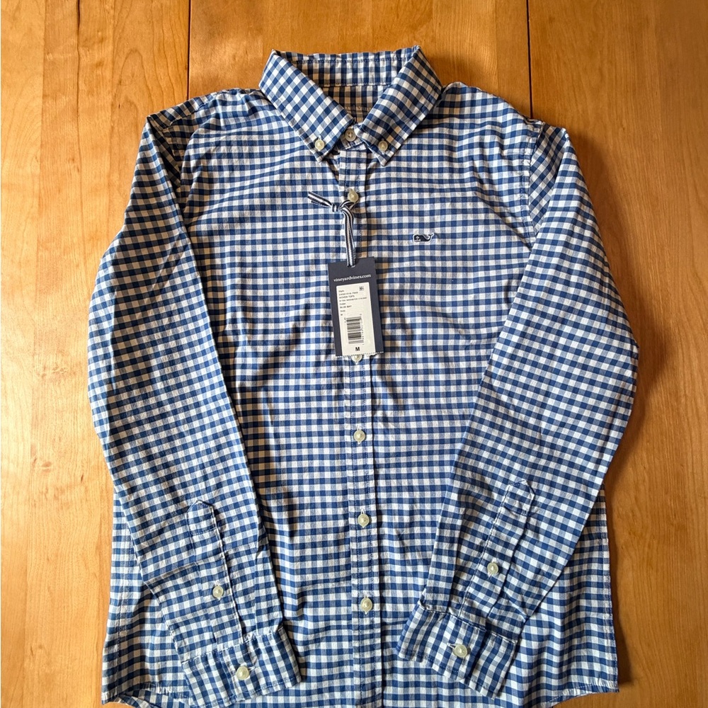Boys Blue Gingham Button-Down Shirt - Classic Casual